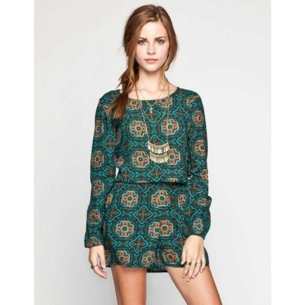 Patrons of Peace Teal Romper - Picture 2 of 11